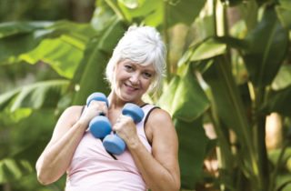 Active senior woman exercising for weight loss benefits
