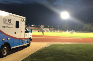 OSF PRO Ambulance at a University of Illinois football practice