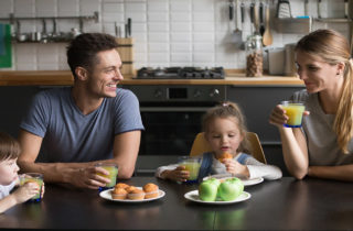 family eating a healthy breakfast