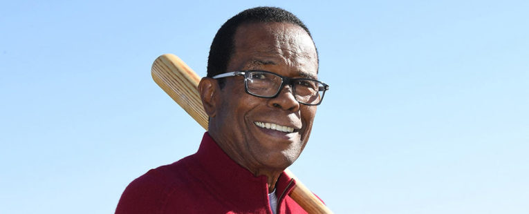 Rod Carew with baseball bat