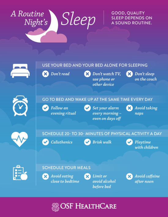 chart outlining good sleep setps
