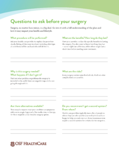 list of questions to ask doctor about surgery