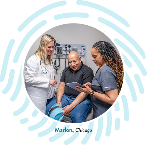 Care team talking to patient