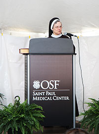 Sister Judith Ann speaks at Blessing for OSF Saint Paul Medical Center July 1, 2015