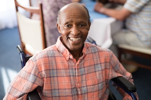 Senior African-American man smiling. 