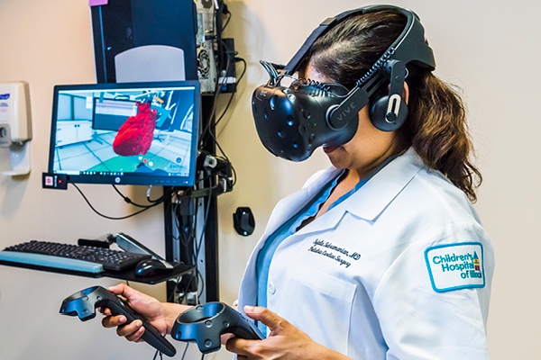 Medical Student Using VR Headset