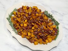 Roasted Sweet Potatoes with Spicy Maple Pecans