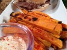 Grilled Sweet Potato Fries with Sweet Sour Cream Dip